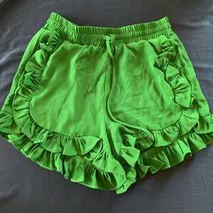 Green Ruffle Shorts
